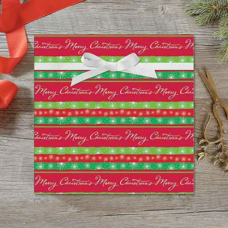Jam Paper Christmas Wrapping Paper, 25 Sq ft, 1/Pack, Colorful Merry Christmas Gift Wrap