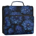 thumbnail image 2 of Water-Resistant 3-Ring Binder Organizer with Multiple Pockets Zipper Binder Bag for Office Deep Blue Flower, 2 of 8