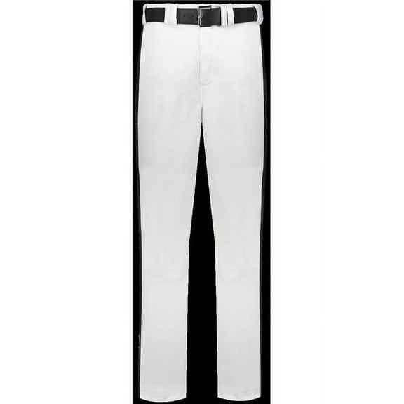 Russell R14DBM.WBK.L Adult Piped Change Up Baseball Pant, White & Black - Large