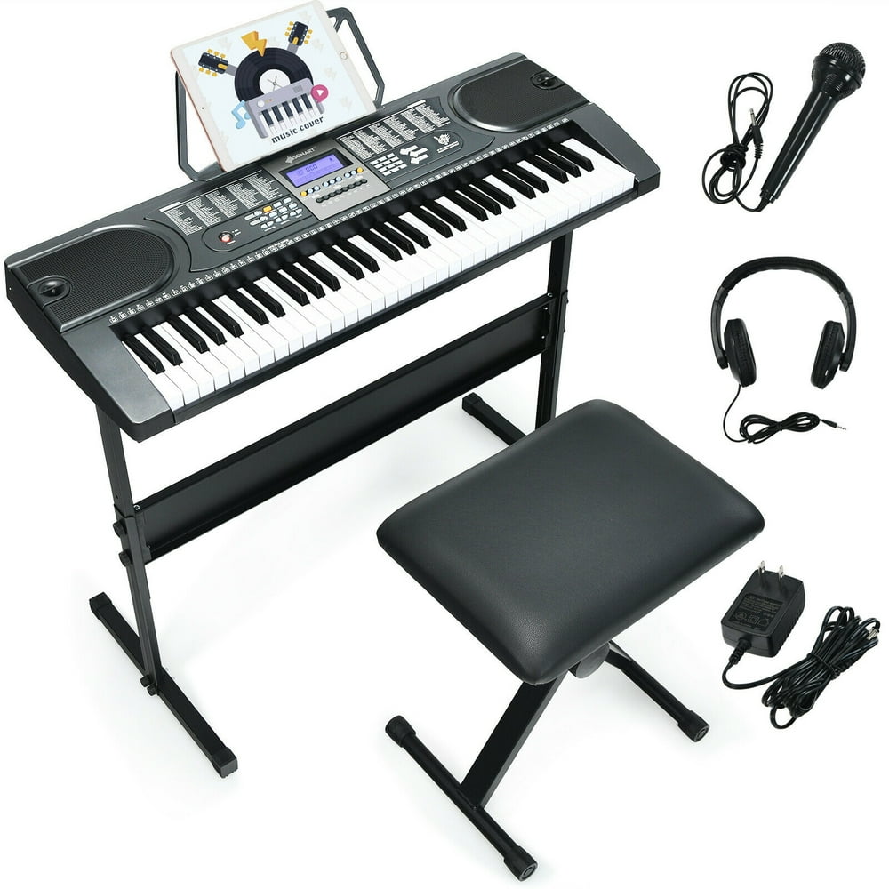 Gymax Sonart 61Key Electronic Keyboard Piano Starter Set w/Stand Bench