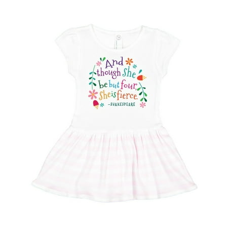 

Inktastic 4th Birthday She is Fierce 4 Year Old Girl Gift Toddler Girl Dress