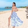 thumbnail image 5 of Women Sarong Wraps Purple Flowers Swimsuit Beach Pareo Bikini Coverups Skirt L, 5 of 7