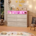 thumbnail image 3 of Kselythan Dresser for Bedroom with 6 Drawers, Modern Chest Featuring LED Lights and Charging Station, Spacious Storage Cabinet for Living Room or Hallway, 3 of 8