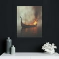 thumbnail image 4 of Canvas Painting Prints Viking Longship Set On Fire Floating In Sea Living Room Art Wedding Housewarming Gifts For Home Decoration 08x10inch Framed, 4 of 8