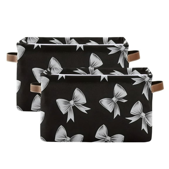 Ryvnso Bow Storage Basket Large Bin Foldable Boxes Toys Organizer 14.2x10.2x8.3in 2 PCs