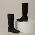 thumbnail image 5 of SAWOBUUN Womens Mid Calf Boots Slouchy Round Toe Block Heel Faux Suede Pull On Comfortable Fashion Casual Winter Boots, 5 of 8