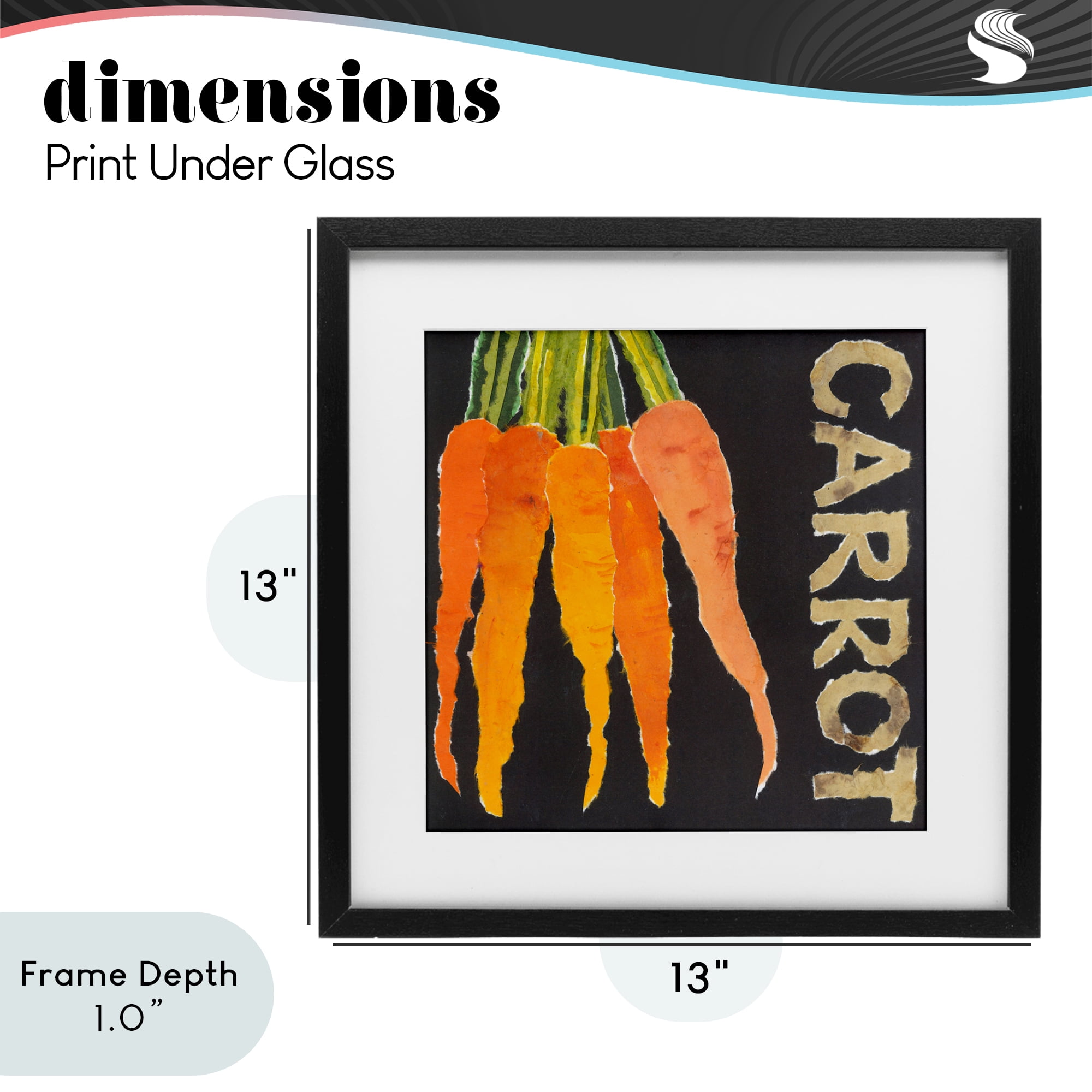 Stupell Industries Carrot Root Vegetable Black Framed Print Under Glass, design by Nancy Overton