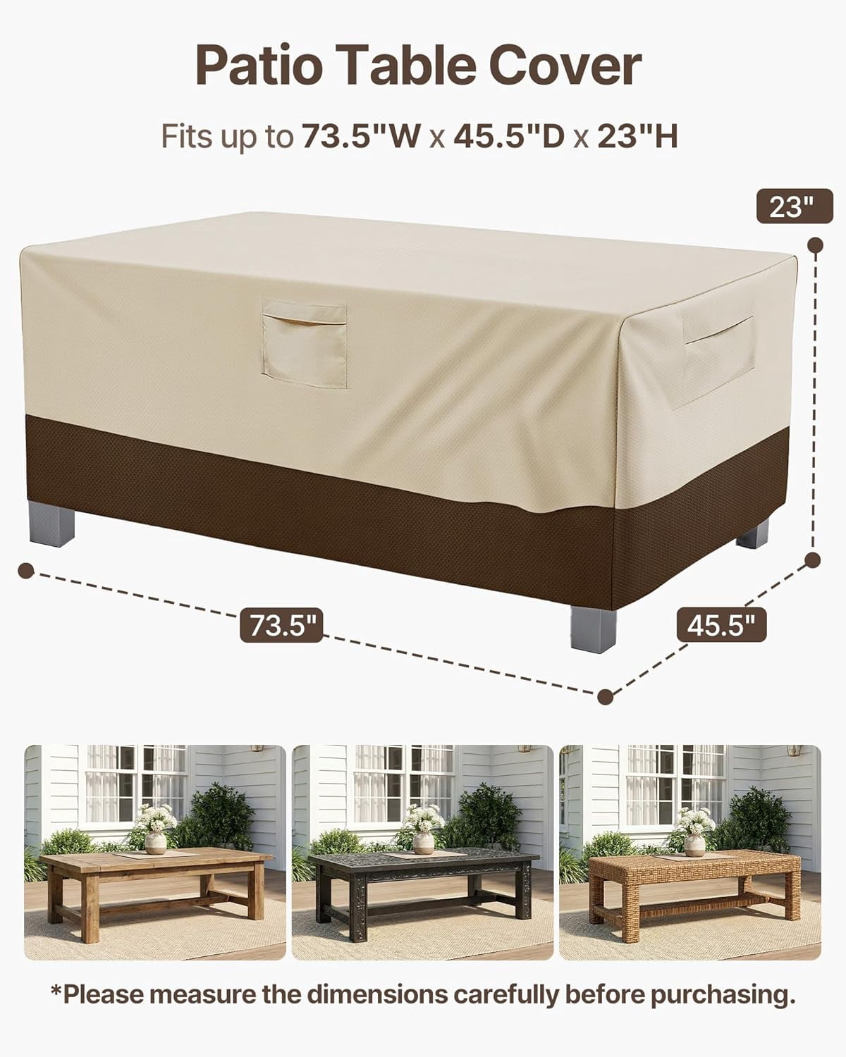 2 Pack 600D Heavy Duty Waterproof High Back Patio Chair Covers Outdoor Lawn Garden Furniture Sqaure-25"Lx25"Wx18"H