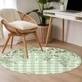 thumbnail image 4 of Small Round Rug 3Ft Washable Non-Slip, Watercolor Floral Circle Area Rugs for Living Room Bedroom, Spring Flowers Leaves Botanical Green Plaid Indoor Floor Mats Carpet Runner for Home Decor, 4 of 8