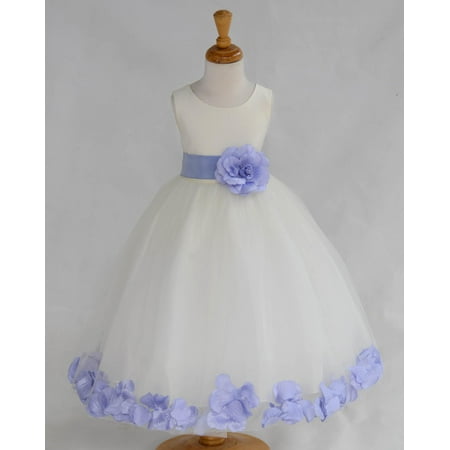 

Ekidsbridal Formal Poly Satin Rose Petals Tulle Ivory Flower Girl Dress Bridesmaid Wedding Pageant Toddler Recital Easter Communion Graduation Reception Ceremony Birthday Baptism Occasions 302T