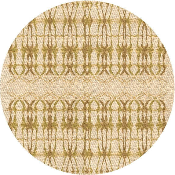 Ahgly Company Indoor Round Patterned Golden Blonde Gold Area Rugs, 8' Round