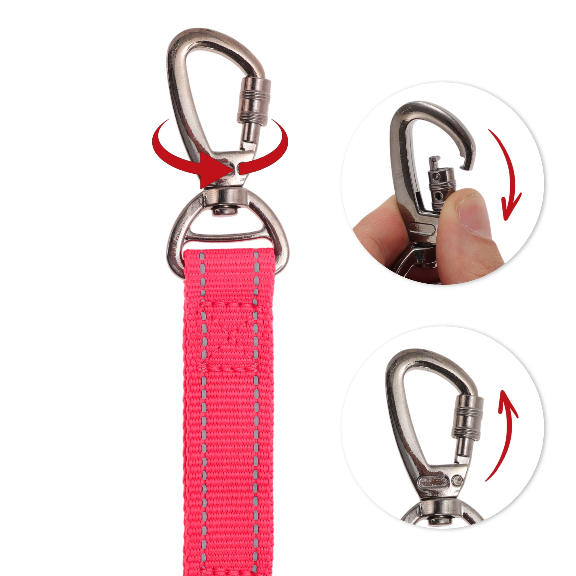 Unique Bargains Dog Car Seatbelt with Shock Absorbing Leash and Handles Rose Red