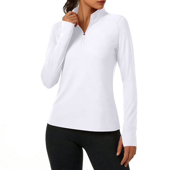 Enridrech Women's Long Sleeve Workout Tops Quick Dry Athletic Running Hiking 1/4 Zipper Shirt Sun Protection Shirts