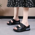 thumbnail image 2 of Anuirheih Slip on Sandals Women,Summer Ladies Shoes Casual Women's Sandals Flat Wedge Heels Slippers(Black), 2 of 5