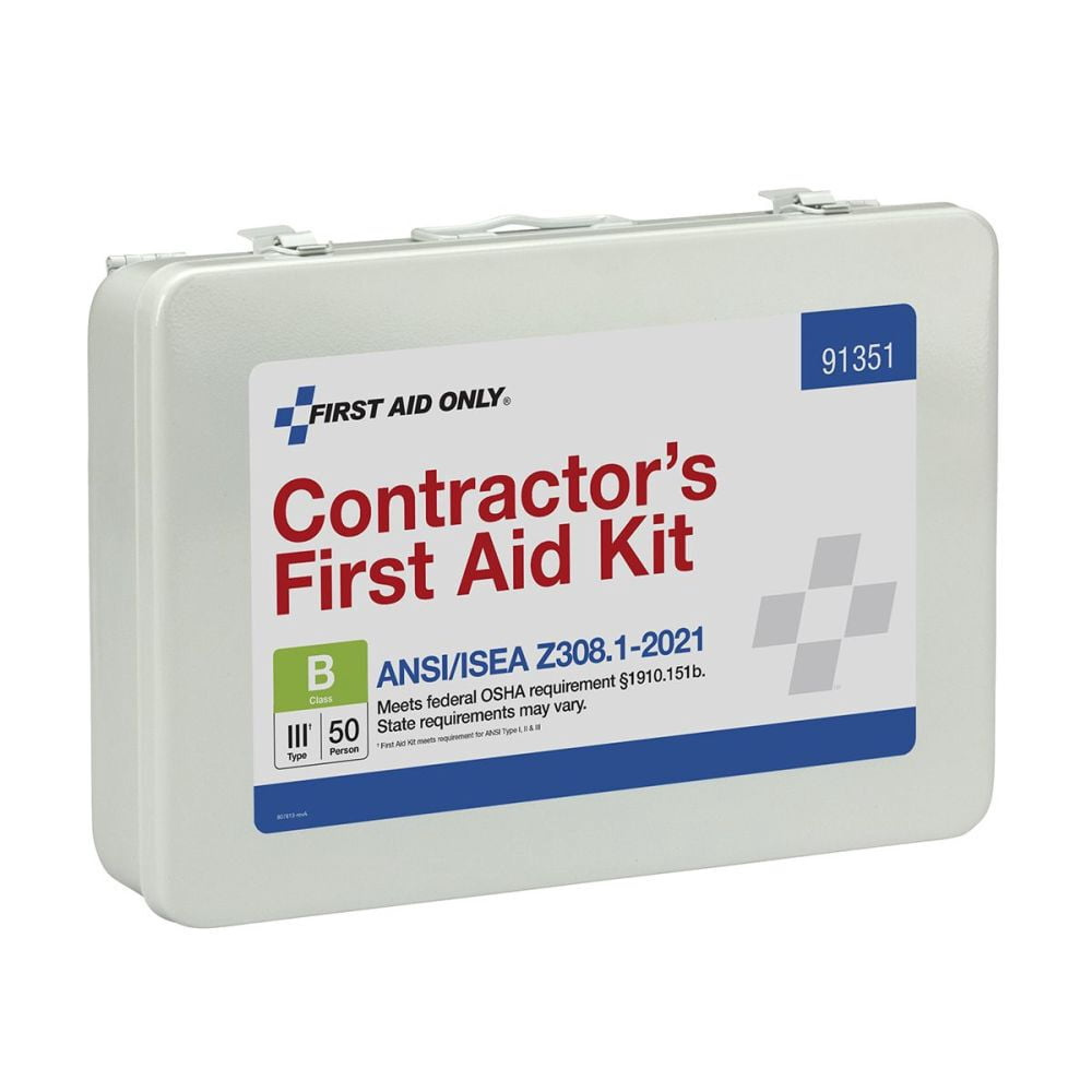 First Aid Only First Aid Kit 50 Person Contractor Metal Portable