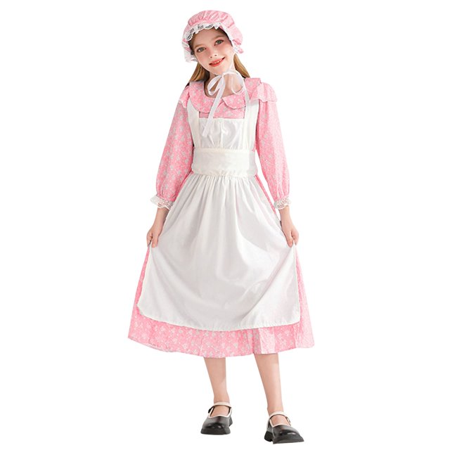 Floleo Robe Formelle à Manches Longues pour Enfants Col Rabattu Automne Hiver Robe de Princesse pour Fête pour Enfants 5-14 Ans (Rose, 12 Ans)