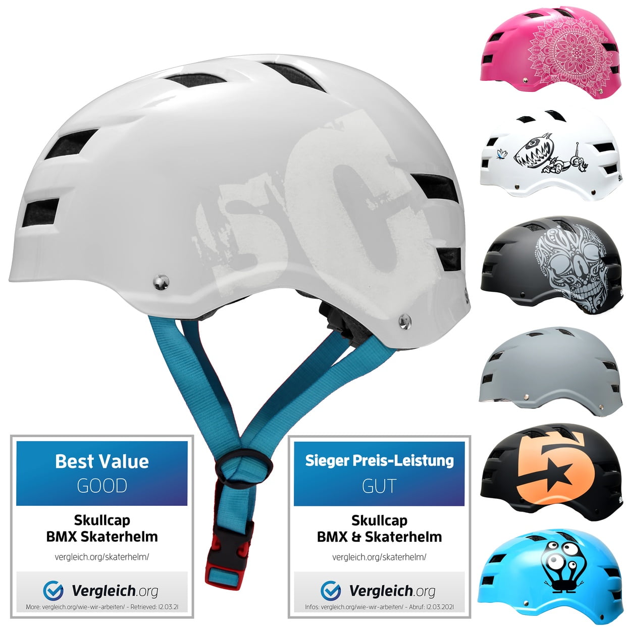 SC Skateboard & BMX Bike Helmet for Kids & Adults from 6-99 Years 