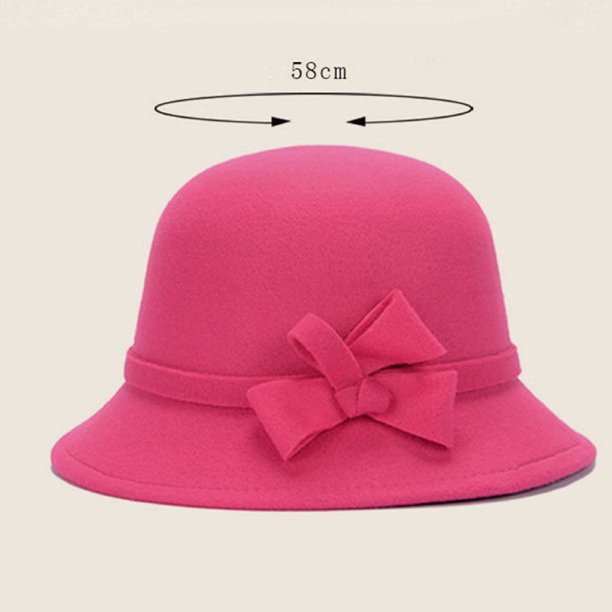 CHUANK Women Solid Color Winter Hat Wool Cloche Bucket Wide  display picture 1