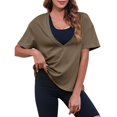 thumbnail image 5 of Summer Women Short Sleeved Top Deep V Neck T Shirt Casual Loose Basic T Shirt, 5 of 6