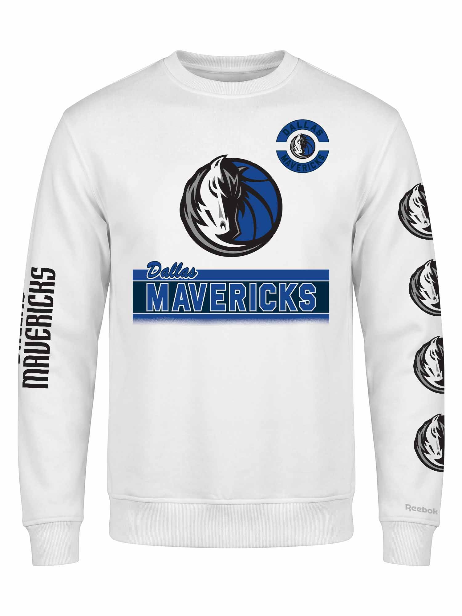 Dallas Mavericks Reebok Mens White Crew Sweatshirt