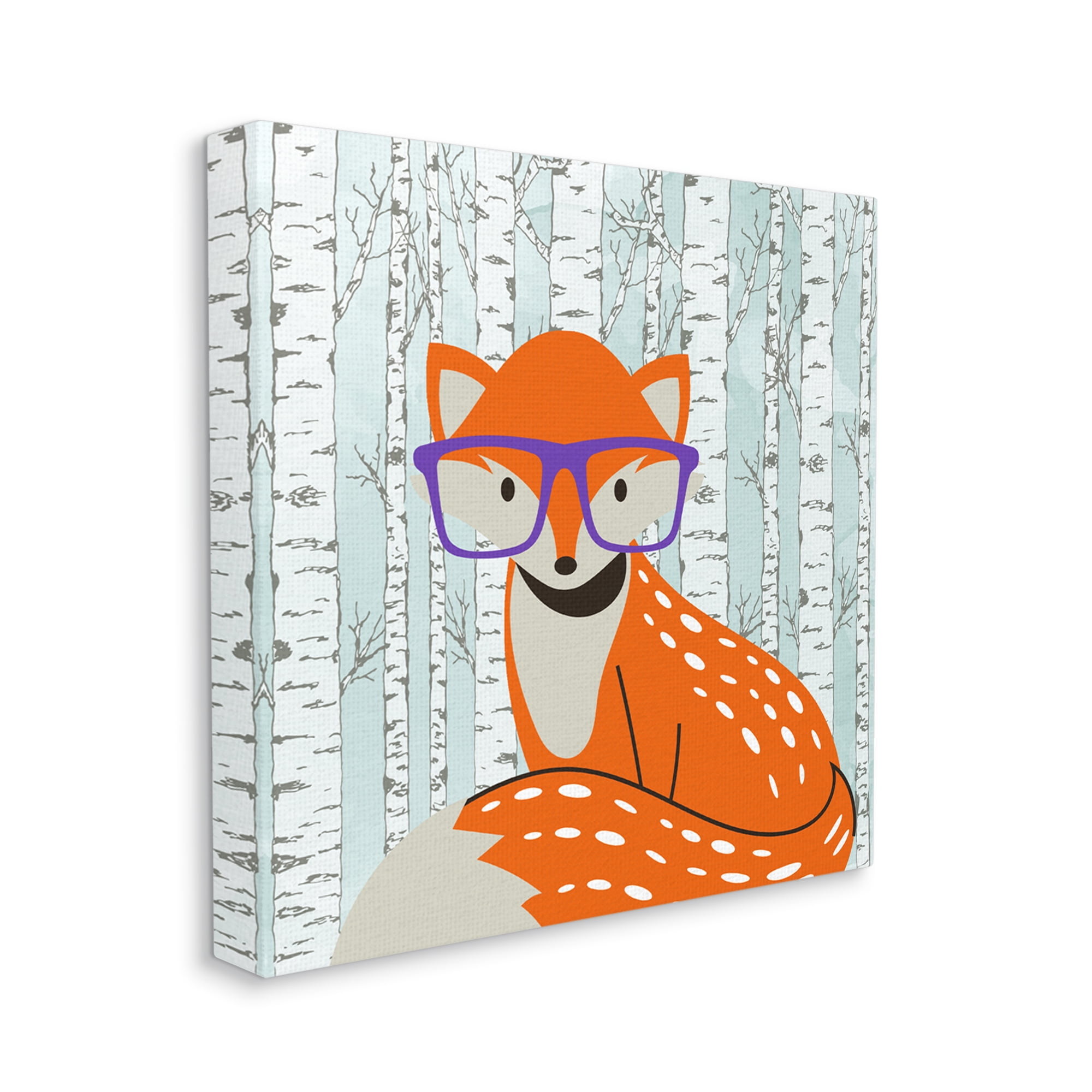 Stupell Industries Fox & Birch Trees Animals & Insects Painting Gallery Wrapped Canvas Art Print Wall Art, 30 x 30
