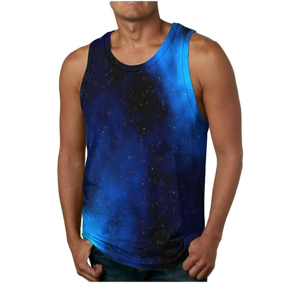 Big and Tall Summer Tank Tops Men Shirts Plus Size Casual Fashion Printing Pullover Round Neck Sports Tank Tops Vest