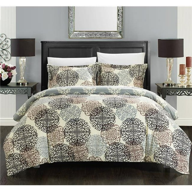 Chic Home DS2790-US Sonya Boho Inspired Reversible Print Duvet Set - Beige - Twin - 2 Piece