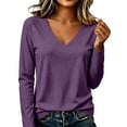 thumbnail image 5 of Long Sleeve Shirts for Women Fall Outfit 2026 Fashion Casual T Shirt V Neck Basic Loose Tunic Tops 2XL, 5 of 7