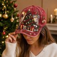 thumbnail image 5 of Basysin Vintage Christmas Print Baseball Cap Adjustable Curved Soft Hat Casual Lightweight Sun Hat Fashion Holiday Pattern Outdoor Headwear for Women Winter Hat, 5 of 5