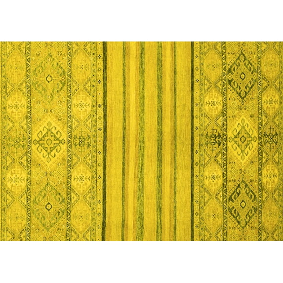 Ahgly Company Machine Washable Indoor Rectangle Abstract Yellow Modern Area Rugs, 7' x 9'