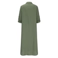 thumbnail image 5 of Breaise Linen Dresses for Women 2024 Plus Size Cotton and Linen Dresses Solid V Neck Lapel 3/4 Cuffed Sleeves Dresses Loose Fit Slit Hem Maxi Dresses with Chest Pocket Army Green M, 5 of 6