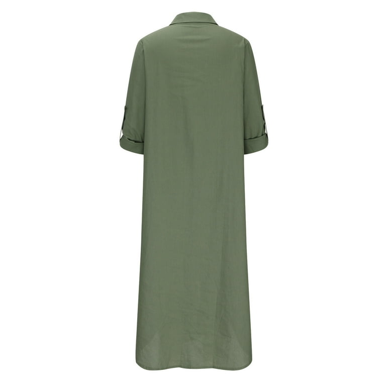 Sakmal Plus Size Womens Summer Dresses Green T Shirt Maxi Polo Dress Cotton  Linen Dresses for Women - Walmart.com