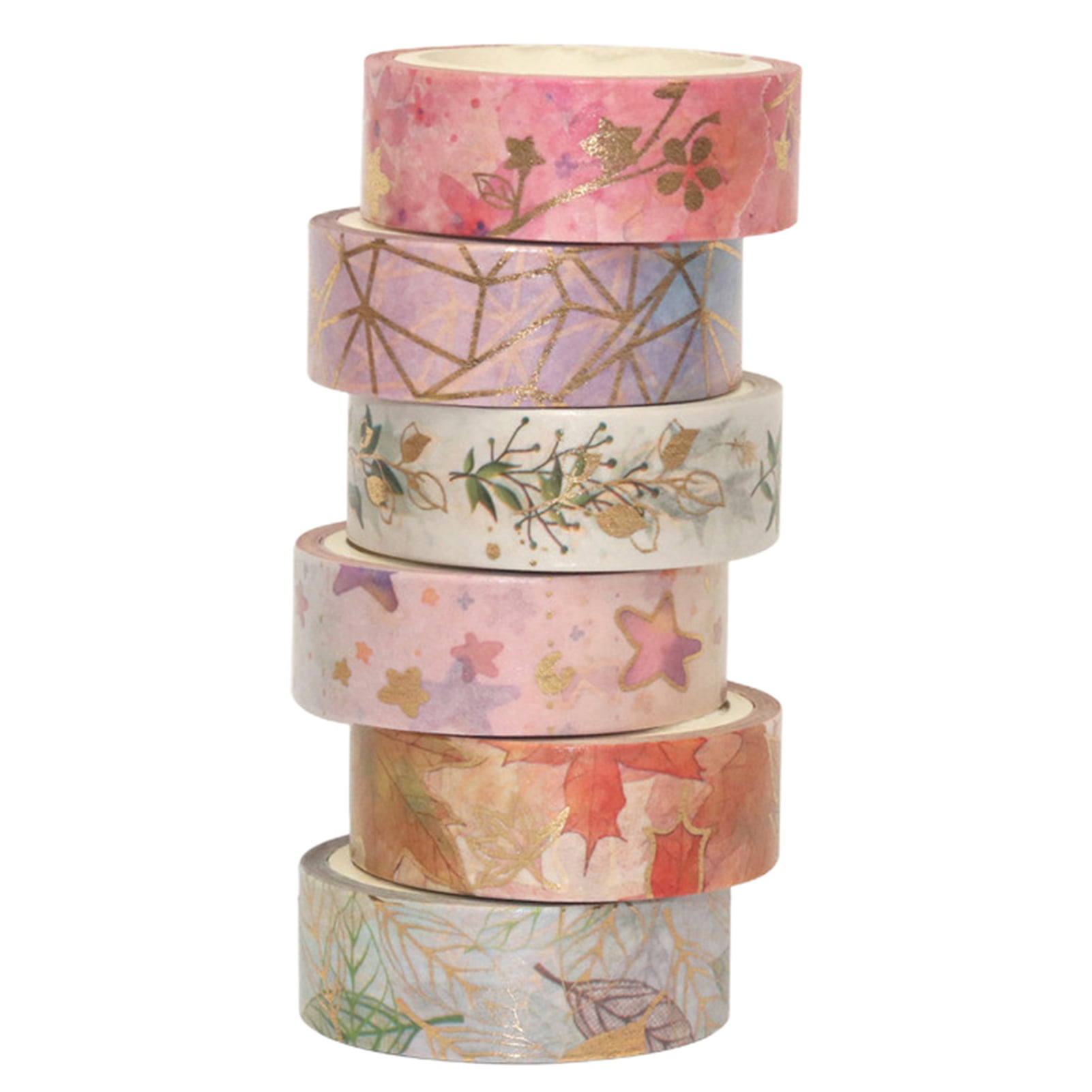 MAGICLULU 6 Rolls Winter Gold Foil Tape DIY Paper Tape Festive Decorative  Duct Tape Decoration Washi Tape Christmas Gift Wrapping Tape White Washi