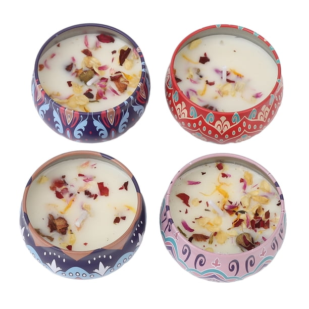 Vela Perfumada De Flores Secas, Vela Perfumada Portátil De Gardenia Vainilla Violeta Duradero 4 Piezas Elegante Para Sala De Estar