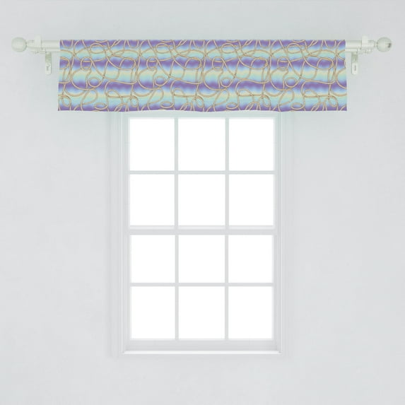 Ambesonne Blue Nautical Window Valance, Demonstration of Tangled Ropes on a Background of Colorful Waves, Curtain Valance for Kitchen Bedroom Decor with Rod Pocket, 54" X 12", Beige and Multicolor
