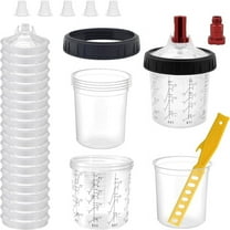 Disposable Paint Mixing Cup System Kit - 20 Paint Cups with Lids, Hard Cups with Retaining Rings, 5 Plugs,2 Cup Adapters