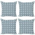 thumbnail image 1 of Tribal Throw Pillow Cushion Case Pack of 4, Moroccan Floral Pattern with Circular Frames and Blooming Petals, Modern Accent Double-Sided Print, 4 Sizes, Pale Blue Dark Blue, by Ambesonne, 1 of 2