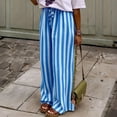 thumbnail image 2 of Lumtrix Women's Wide Leg Palazzo Pants Dressy Casual Striped Y2K Baggy Trousers High Waisted Lounge Slacks with Pockets Royal Blue M, 2 of 8