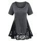 thumbnail image 1 of Camiseta de Panel de Encaje de Cadenas de Talla Extra Rosegal  Camisetas tallas grandes, 1 of 5