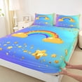 thumbnail image 3 of jejeloiu 3D Cartoon Rainbow Twin Sheet Sets,Gold Stars Twin Fitted Sheet,Colorful Ombre Flat Sheet For Girls,Luxury Bedroom Decor,3-Piece, 3 of 7