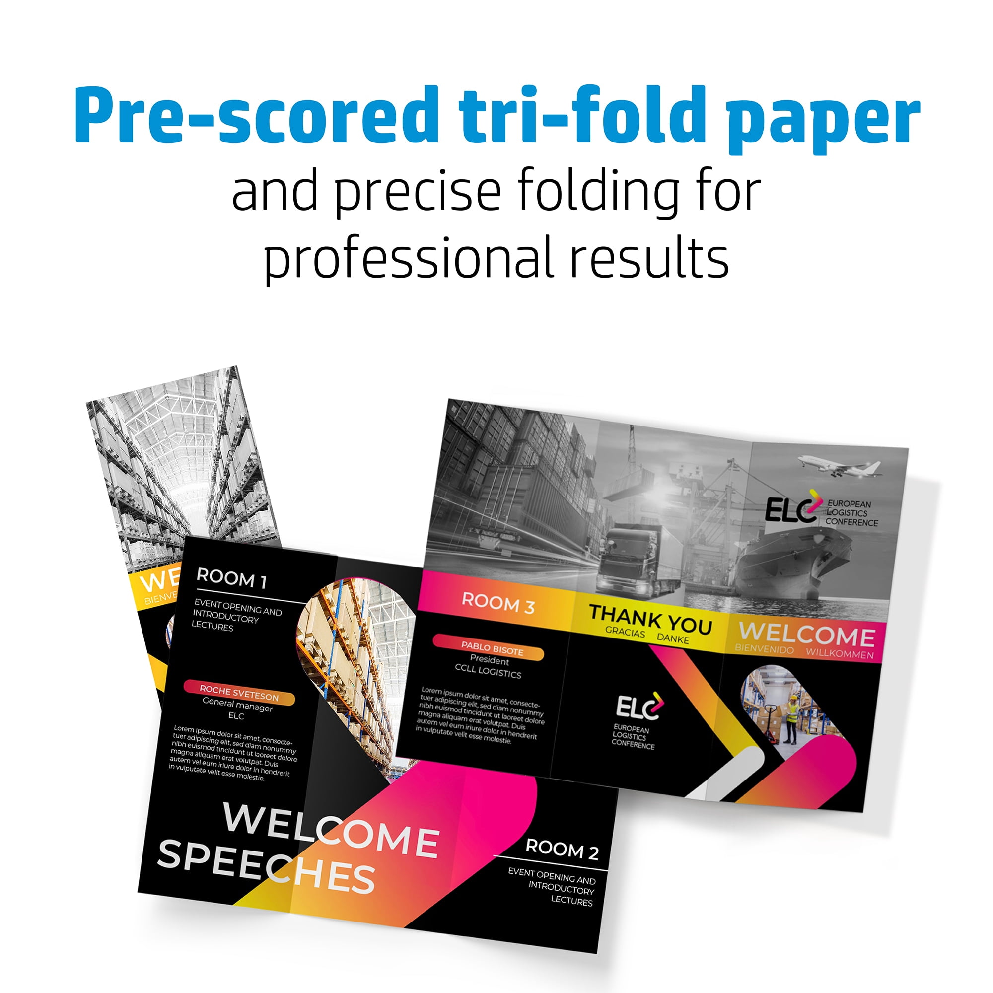 HP Professional Tri-Fold Business Paper, Glossy, 48 lb, 8.5 x 11 in. (216 x 279 mm), 150 sheets 4WN12A