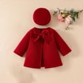 thumbnail image 2 of Zwiiyzr Toddler Girls Winter Long Sleeve Warm Pea Coat Jacket Solid Color Bow Tie for Babys Clothes Girl Dress Hat Suit Long Outerwear Red, 2 of 7