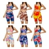 1-Pack Women's Tie Dye Anti Cellulite Sports Bra & High Waisted Biker Shorts Yoga Set