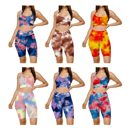 

4-Piece Women s Anti Cellulite Sports Bra & High Waisted Biker Shorts Workout Yoga Set