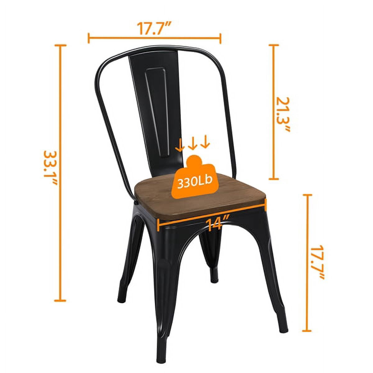 Alden Design Metal Dining Chairs Side Chairs with Wooden Seat, Set of 4, Black