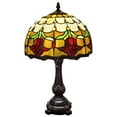 thumbnail image 3 of Amora Lighting Tiffany Style Table Lamp 19" Tall Stained Glass White Floral Tulips Nightstand Bedroom Handmade Gift AM1094TL12B, 3 of 5
