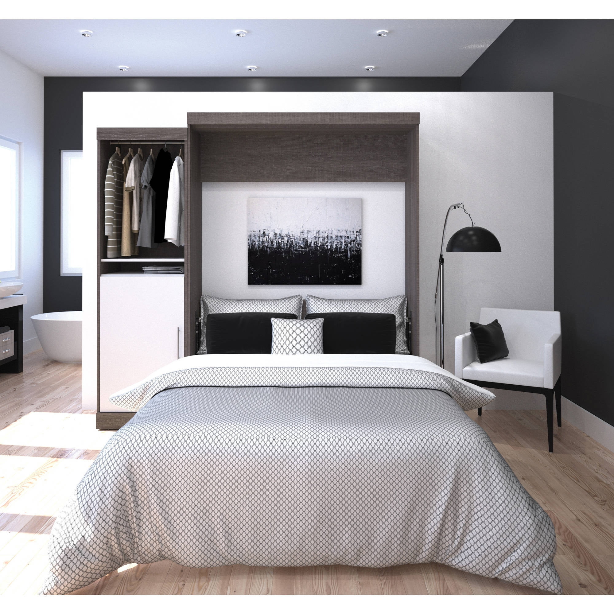 bed unit storage kit open bestar door grey nebula bark