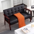 thumbnail image 3 of BSHTI Modern Loveseat Couch – 2 Seater Sofa with Solid Wood Frame PU Back, Non-Slip Rubber Pads, Classic Style for Living Room, Bedroom, Office, Study, Black, 3 of 10