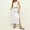 White, variant on Womens Linen Skirts Trendy Elastic Waist Drawstring Long Skirts with Slit