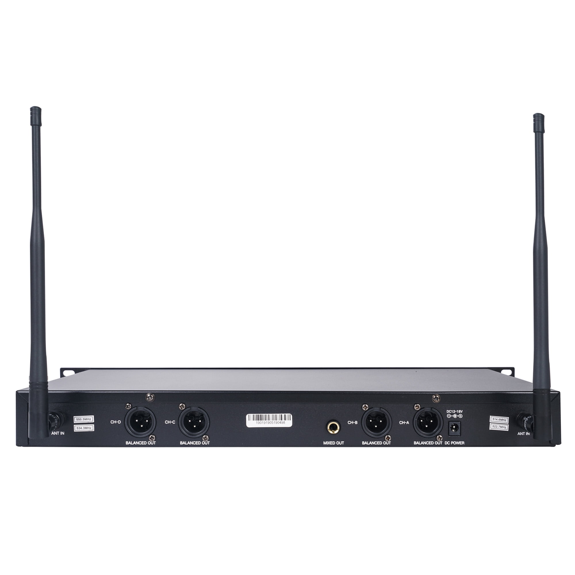 Sound Town 200 Channels Metal UHF Wireless Microphone System with Rack Mountable Metal Receiver and 4 Lavalier Mics with Bodypack Transmitters, for Church, School, Meeting and Karaoke